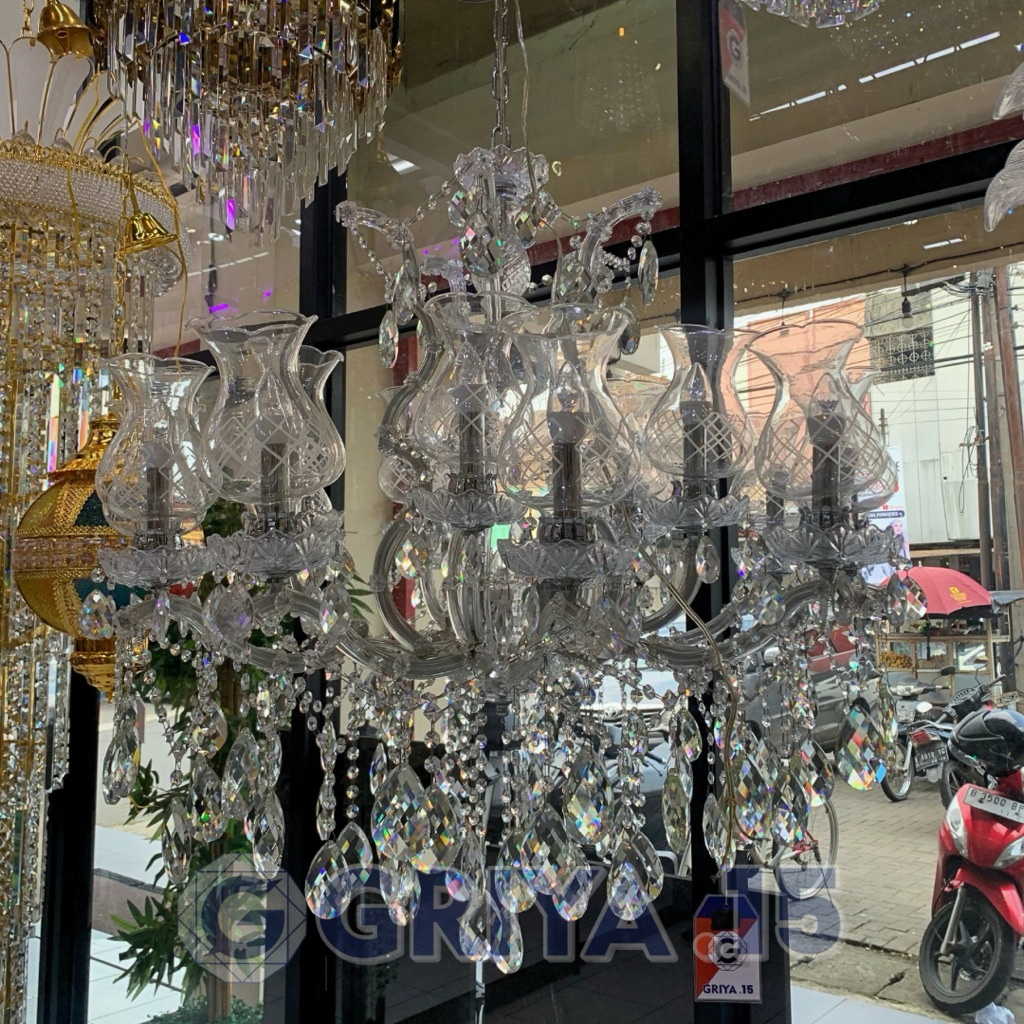 Lampu Gantung Candle Semprong Cabang 10+5 Clear