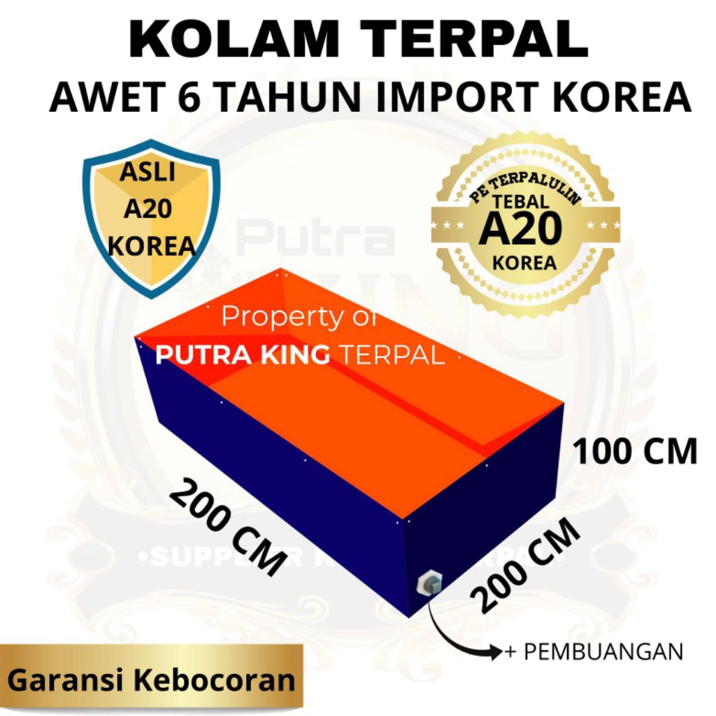 Kolam Terpal 200x200x100 / 200x200x100 / 2x2x1 / 2x2x1 Tebal A20 / A15 / A12 / A8 / A5 / A3 Kolam Te