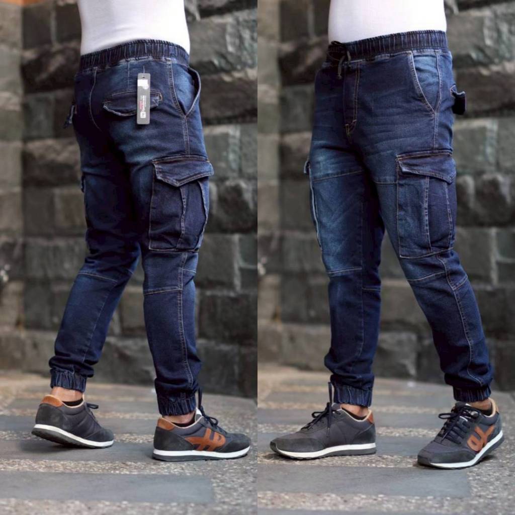 SHAKHAN Celana Cargo Jeans Joger Pria SlimFit - Celana Jeans Cargo Slimfit - Cargo Pria Bikers Celan