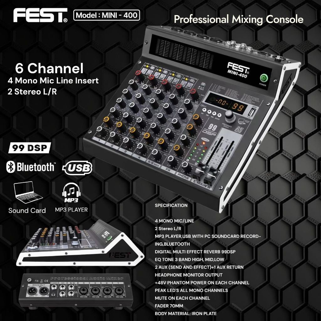 Mixer Fest Mini 400 Original / Mixer Audio FEST MINI400 Effect Reverb 99 dsp