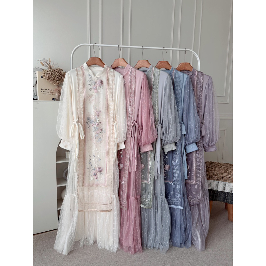 CANDY LADY Slavina Brocade Maxi / Gamis Wanita Terbaru Gamis Kondangan Gamis Brukat Pesta Bestseller