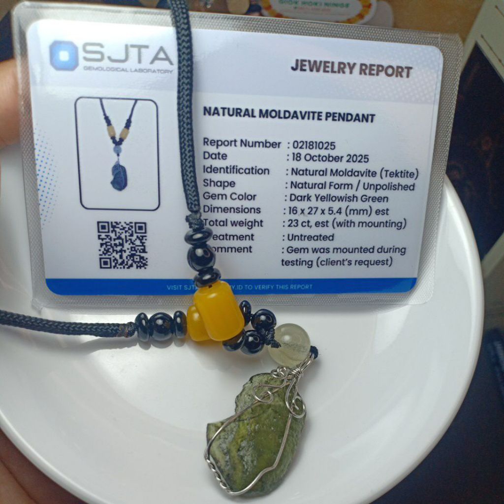 Custom Kalung Liontin Meteorite Aletai Moldavite Raw with LDG Libyan Desert Glass