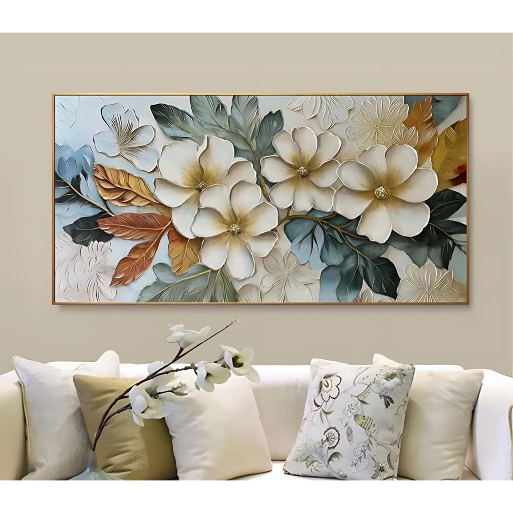 Lukisan dinding abstrak tekstur minimalis modern bunga untuk pajangan dinding rumah