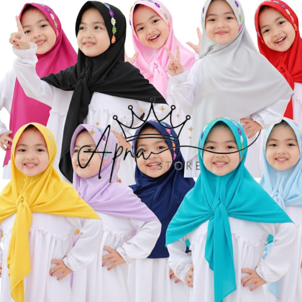 Kerudung Anak TK/Kerudung Anak SD/HIJAB ANAK BUNGA SEGITIGA INSTAN/Hijab Anak Apna.store Cocok Untuk