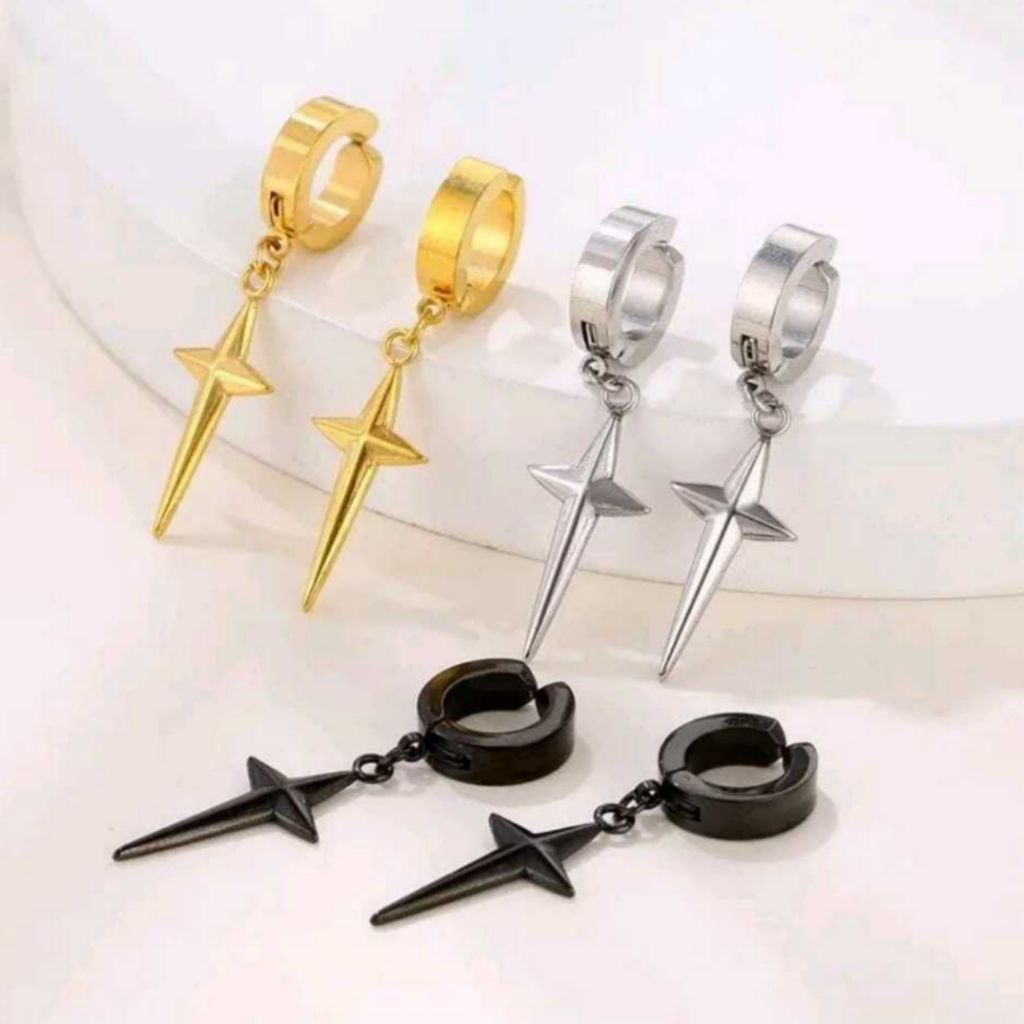 Anting Jepit gantungan Model bintang / Anting Jepit K-pop / Anting Jepit Pria Anting elegan