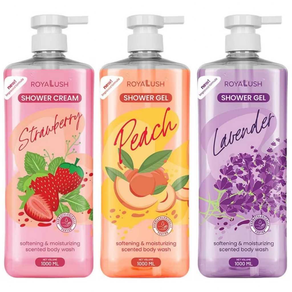 ROYALUSH WATSONS BODY WASH - STRAWBERRY 1000 ML LAVENDER PEACH SOFTENING MOISTURISING SABUN MANDI SH