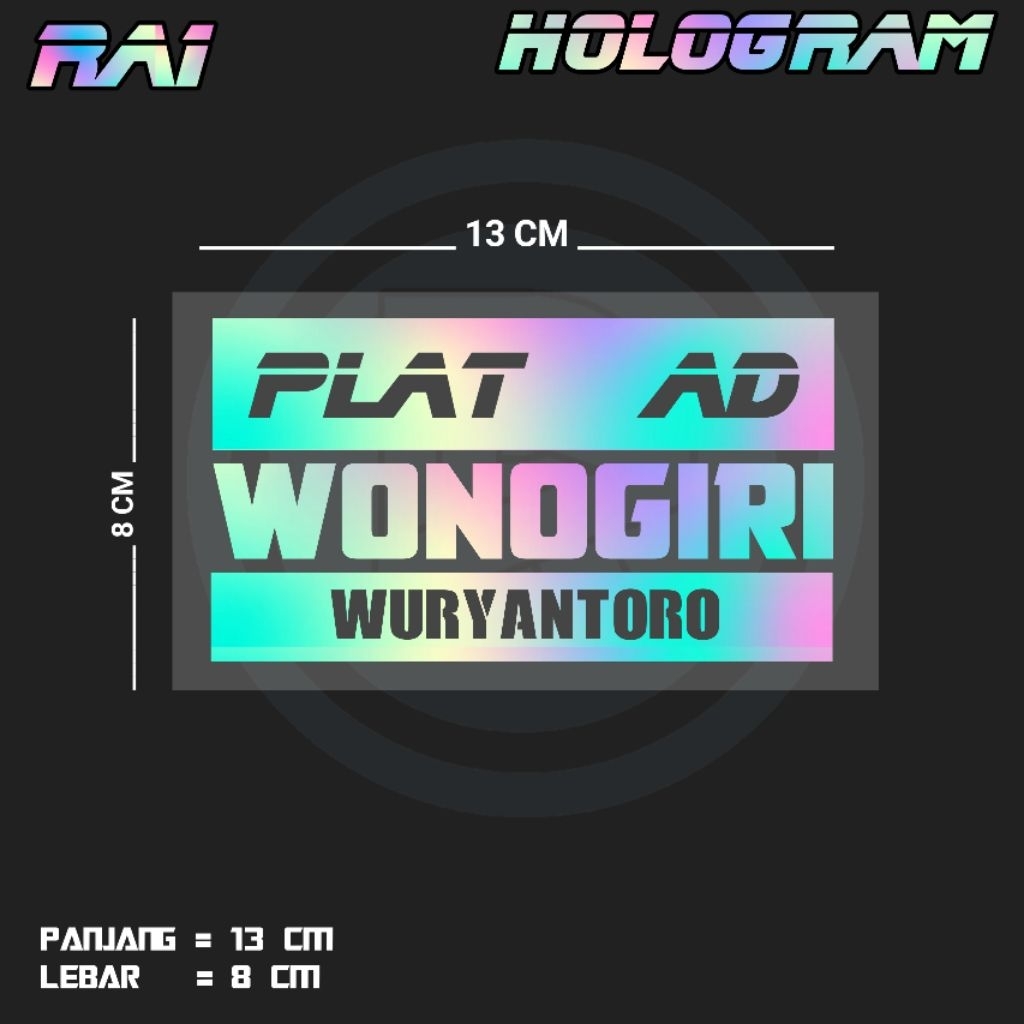 STIKER CUTTING TULISAN PLAT AD WONOGIRI WONOGIRI WURYANTORO | RA1 KEC