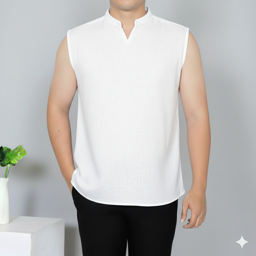 Baju Linen Tanpa Lengan Pria Linen Shirt Casual