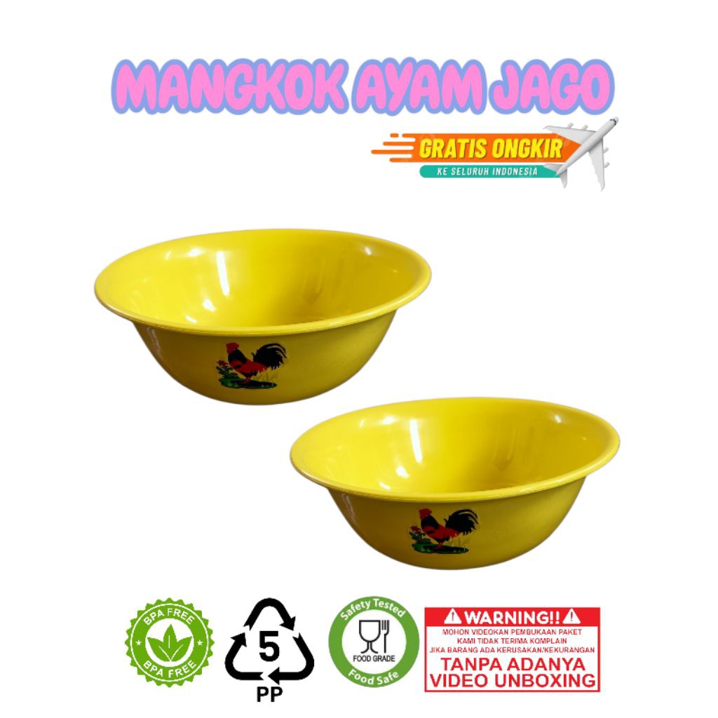 PAKET HEMAT  MANGKOK AYAM JAGO isi 12 pcs ( 1 lusin) Mangkok bakso/mie ayam ANTI PECAH TAHAN PANAS