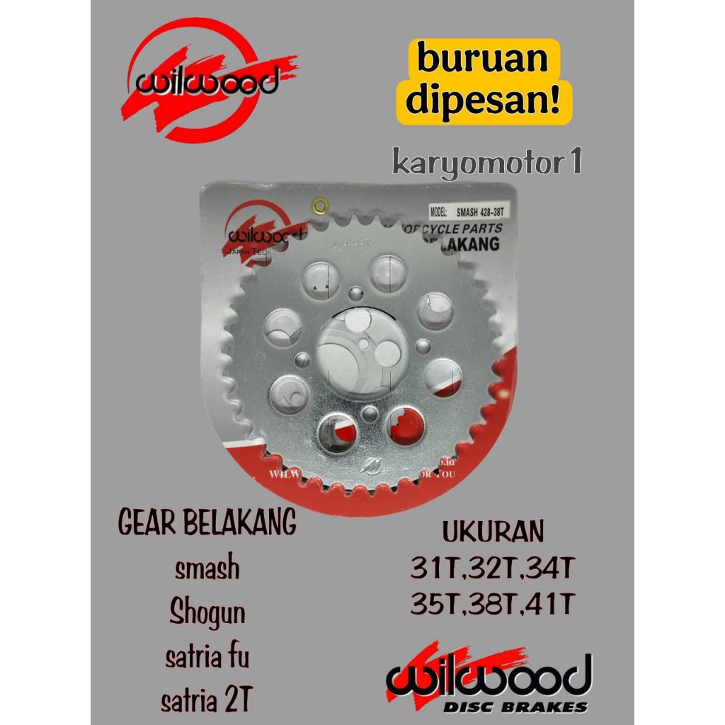 gear belakang racing, gear belakang wilwood, gear belakang model sss, gear belakang smash / Shogun /