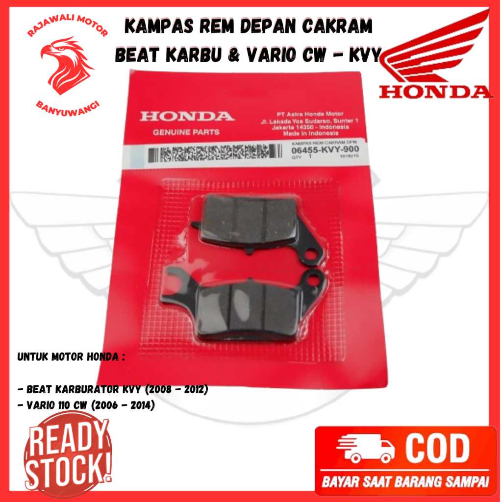 Kampas Rem Depan Beat Karbu Ori / Vario 110 CW / Kampas Rem Cakram Beat Karbu - 06455-KVY-900