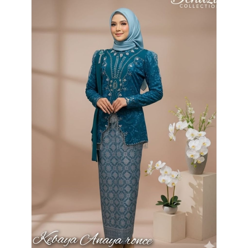 STELAN KEBAYA ANAYA RONCE TILLE FREE SELENDANG/KEBAYA WISUDA MODERN/KEBAYA PAYET MUTIARA MANUAL/SET 