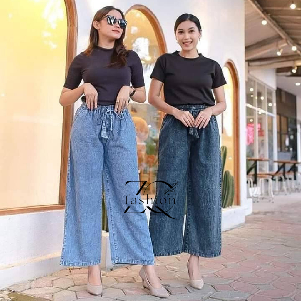 KULOT JEANS STANDAR PINGGANG KARET WANITA