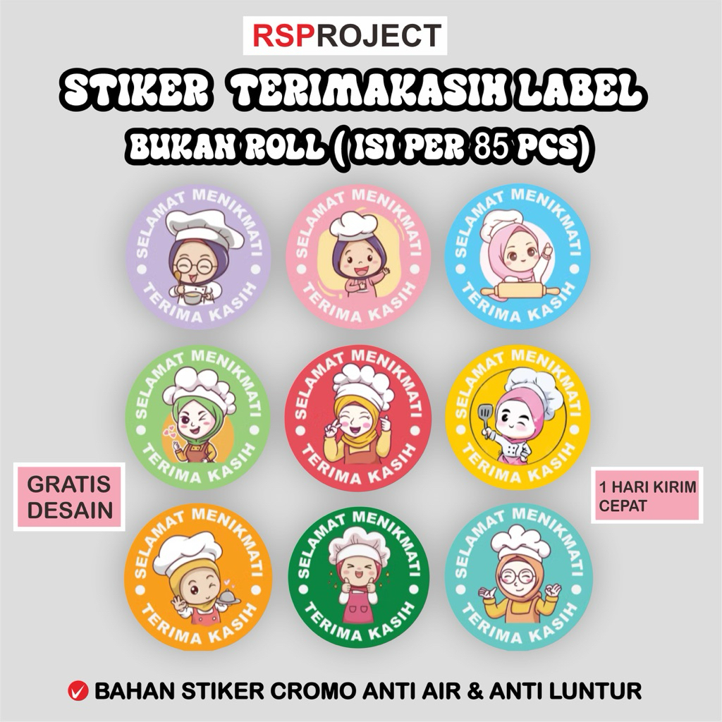 STIKER UCAPAN TERIMAKASIH  LABEL KEMASAN MAKANAN/STIKER KEMASAN /STIKER MAKANAN PRODUK