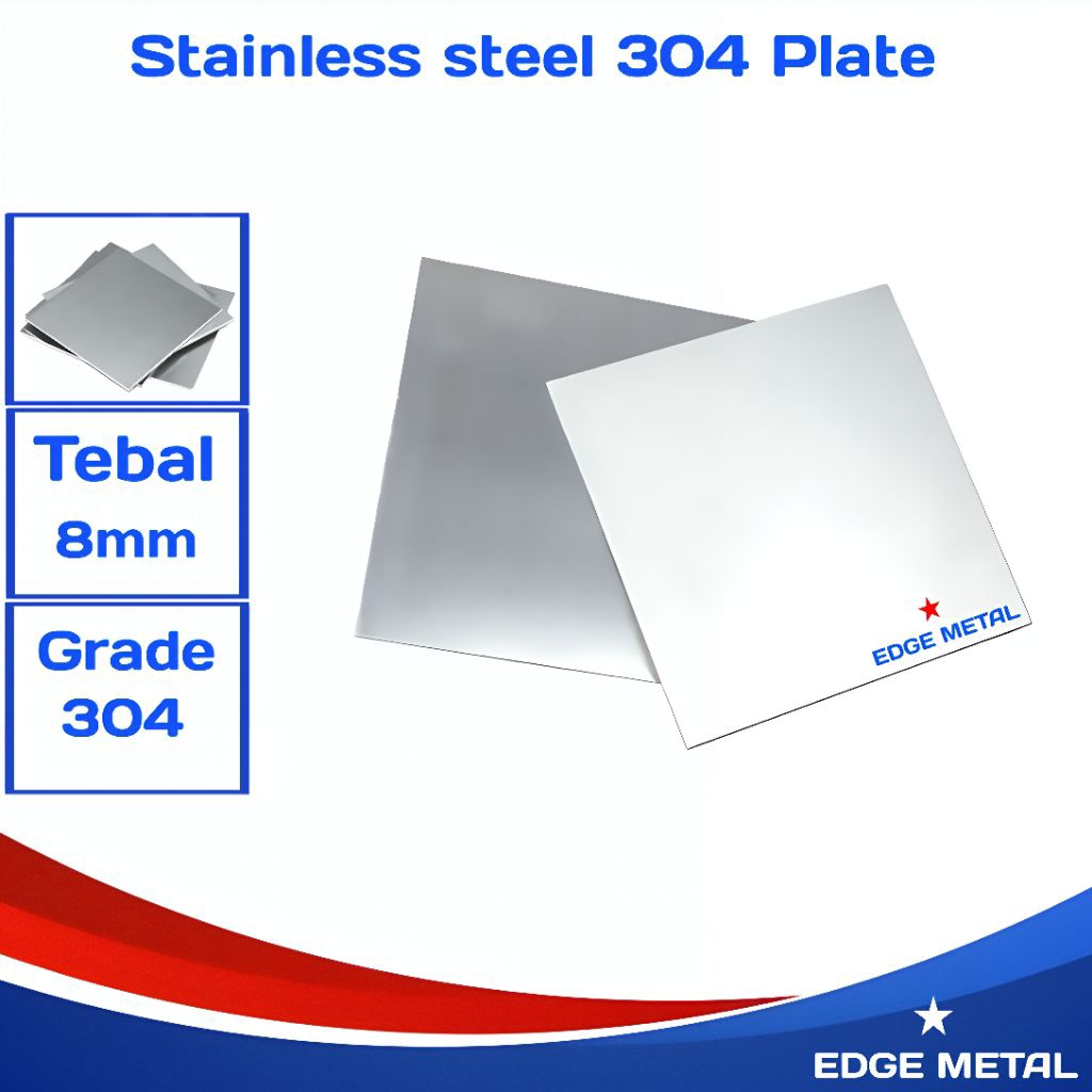 PLAT STAINLESS 304 | TEBAL 8MM | COSTUM UKURAN | HARGA UNTUK PER 1CM²