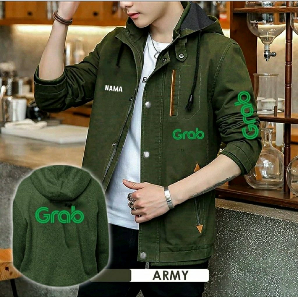 SEMI PARKA GRAB / JAKET GRABFOOD / JAKET KENZO GRAB / GRABFOOD / JAKET CANVAS TERLARIS / KICKGASS GR