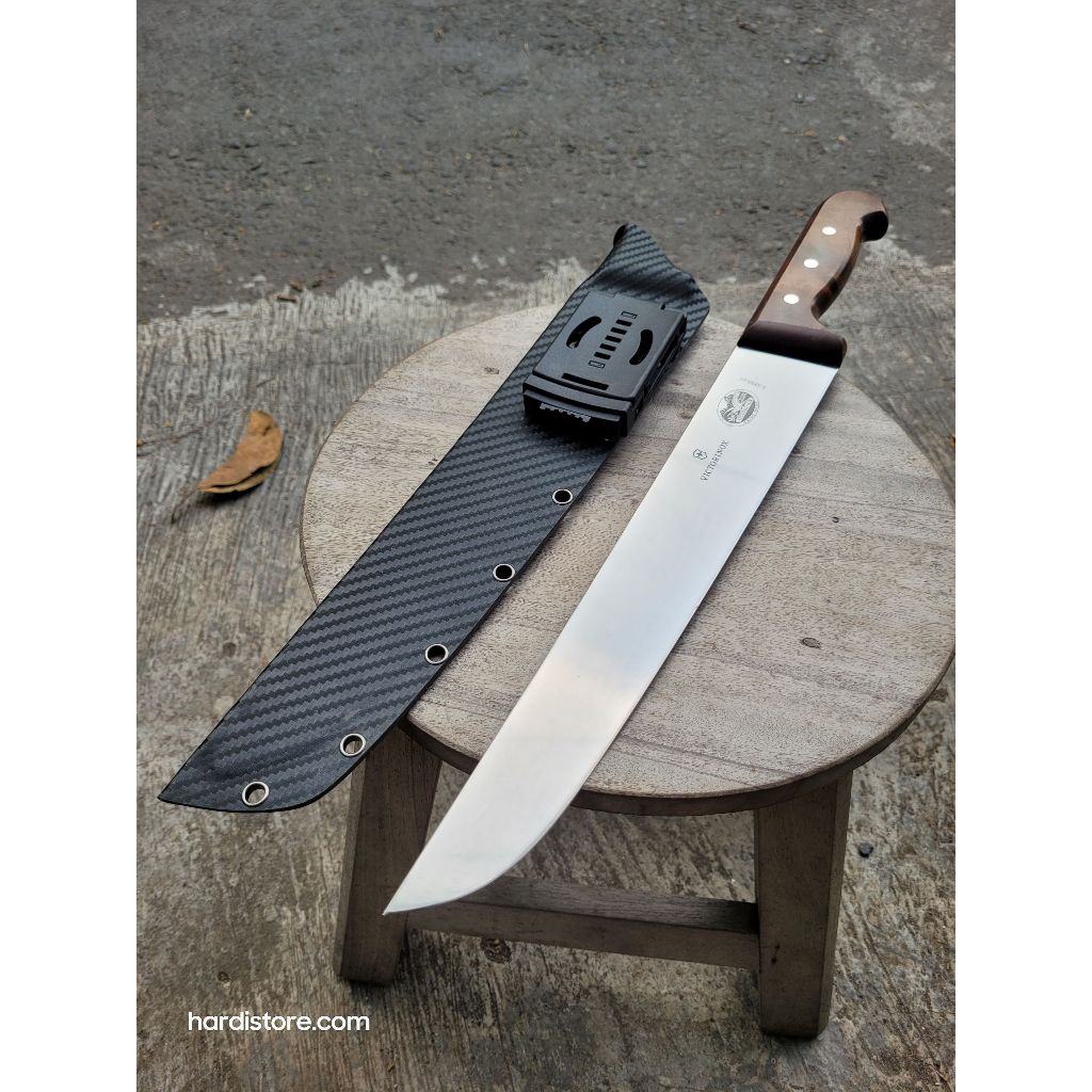 Pisau Sembelih 31 cm VICTORINOX Butcher Knife 5.5200.31 Wood Handle Original Swiss + Sarung KYDEX TE