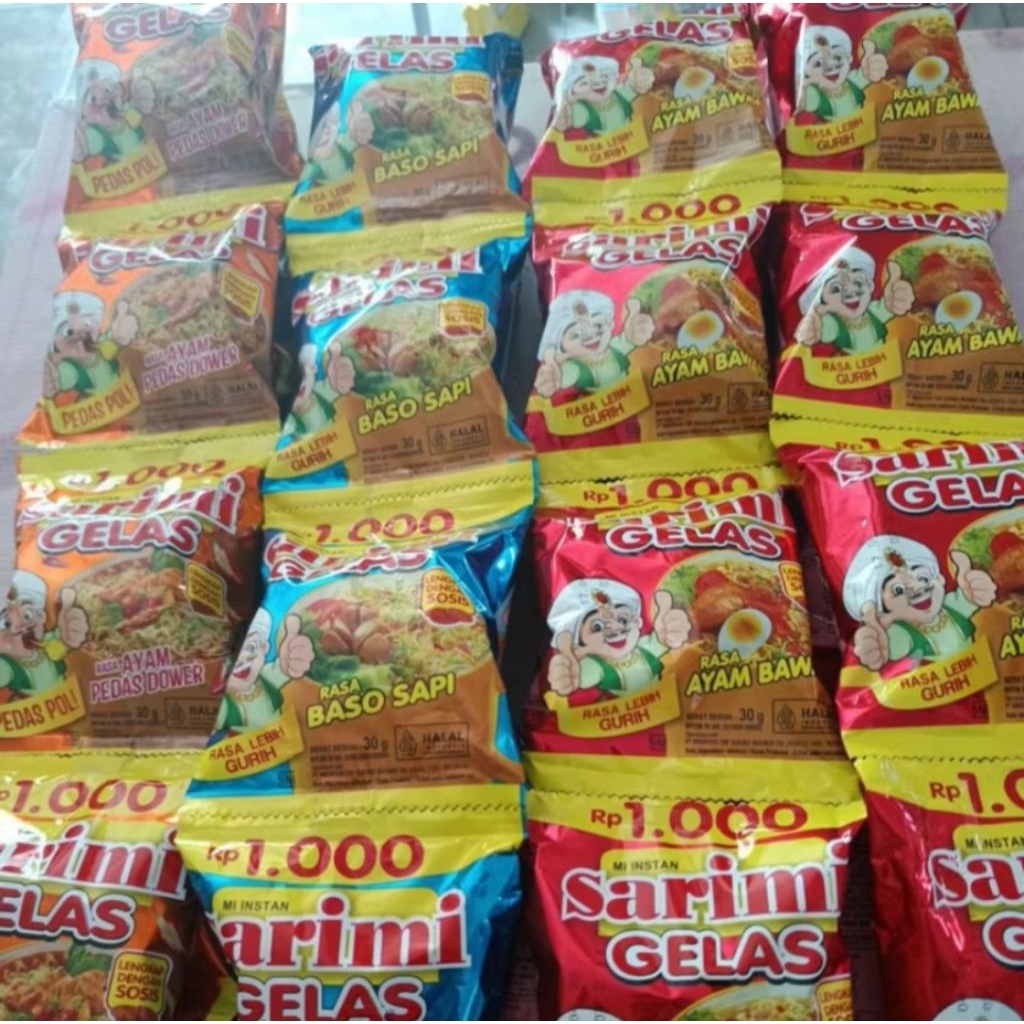 Sarimi Mie Gelas,varian rasa 1 Renceng isi 10 Sachet