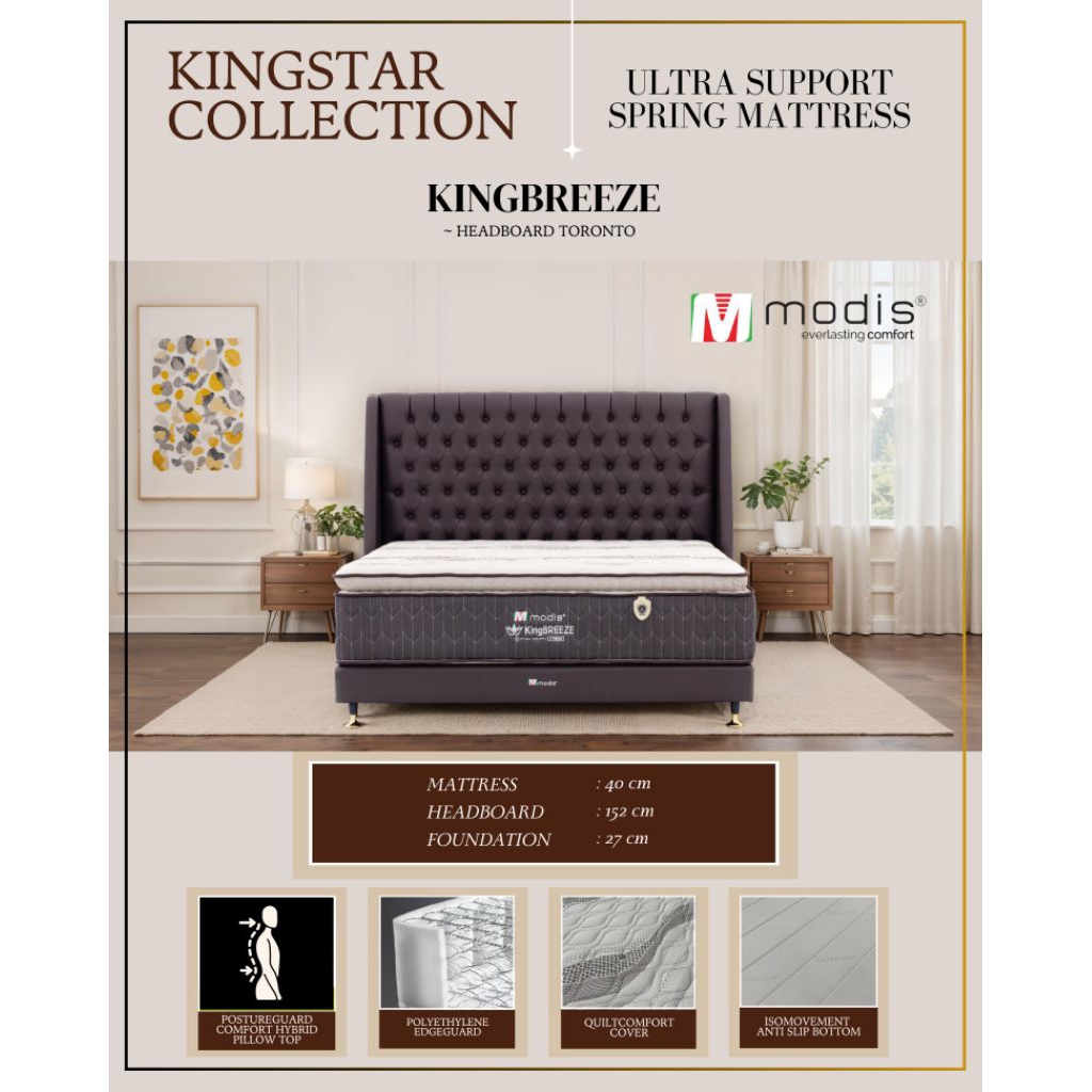 Modis Spring bed -;Kingbreeze - Comfort Hybrid Pillow Top - Matras Tebal 40cm