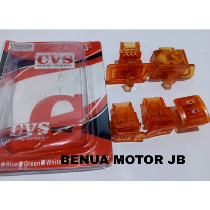 BENUA MOTOR SAKLAR LAMPU MODEL TRANSPARAN BEAT KARBU 1 SET 5 PCS SAKLAR BEAT KARBU OREN