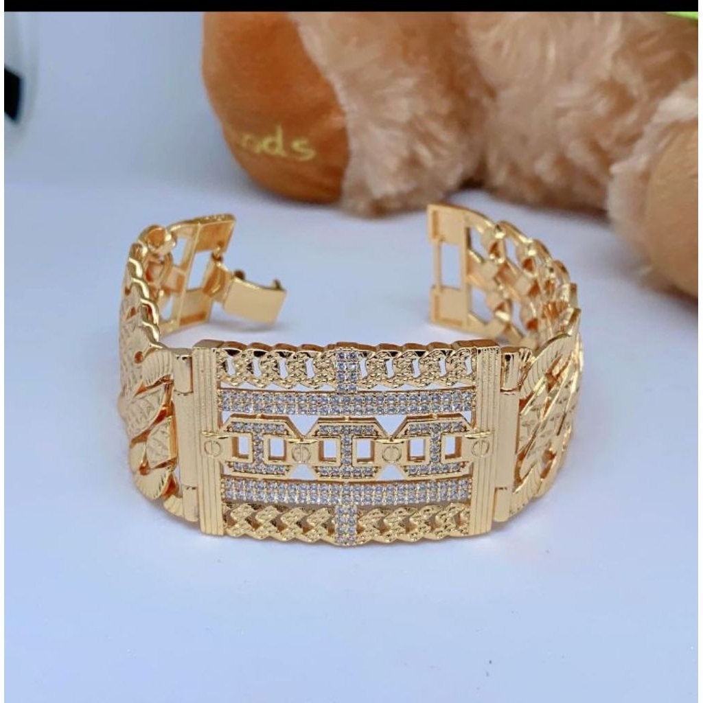 gelang jumbo dewasa titanium lapis emas