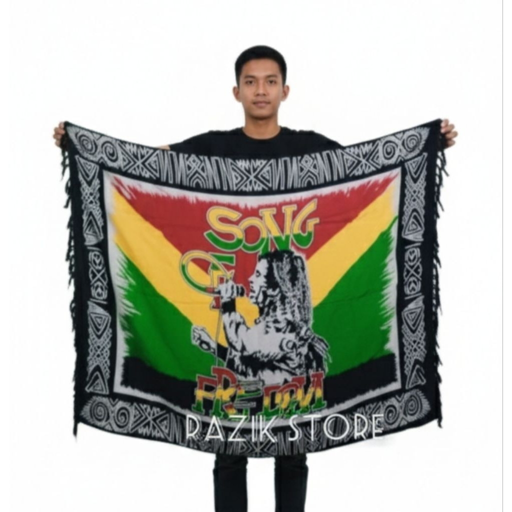 Kain Bali gambar Bob Marley Song of FReedom/Kain pantai reggae