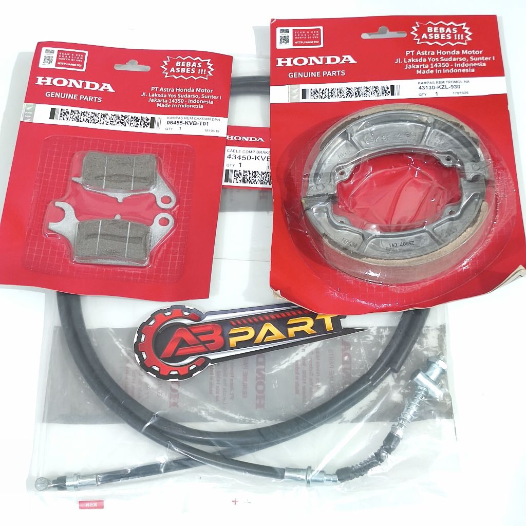 KAMPAS REM DEPAN BELAKANG + KABEL REM VARIO 125 BEAT FI SCOPPY FI VARIO FI