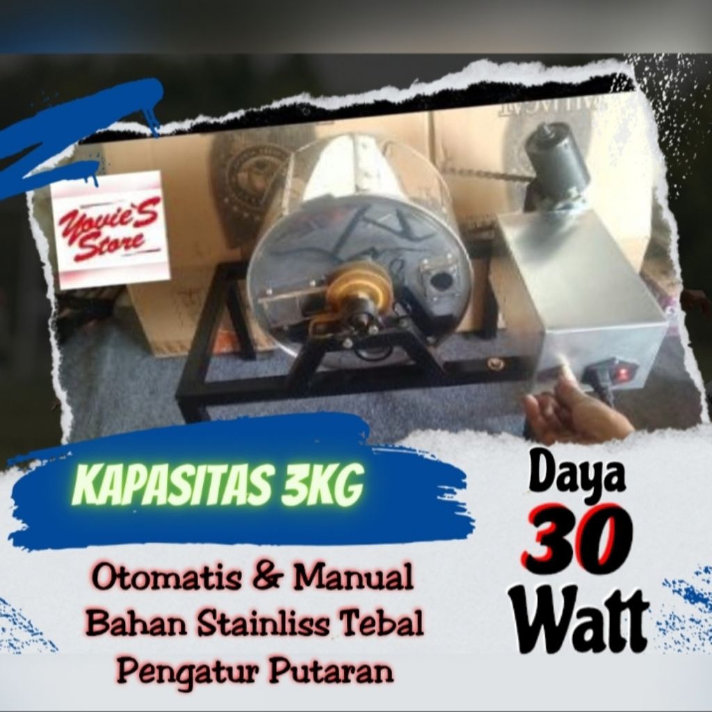 Mesin Roasting alat Sangrai Kopi Kacang Kedelai Otomatis dan Manual Kapasitas 3Kg