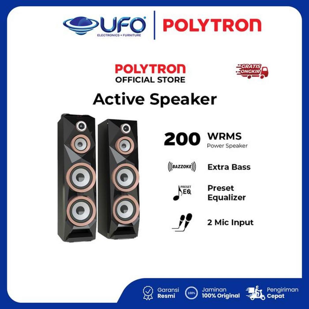 POLYTRON Speaker Active PAS8BF28 3-Way Speaker System Double Woofer 8 inch Super Bass