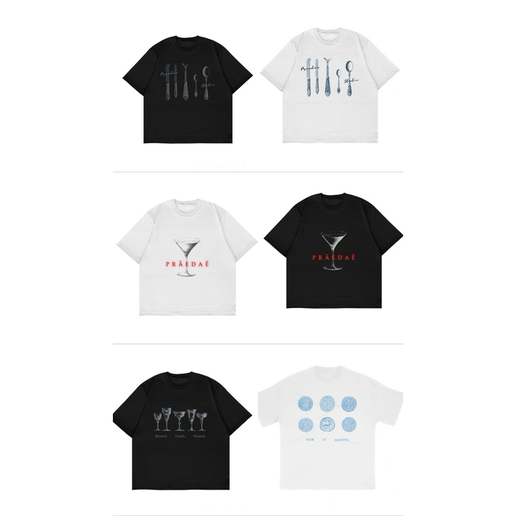 PRAEDAE WHITE/BLACK TEE/NAVY/BLUE/BROKEN WHITE/EMERALE WHITE BLACK