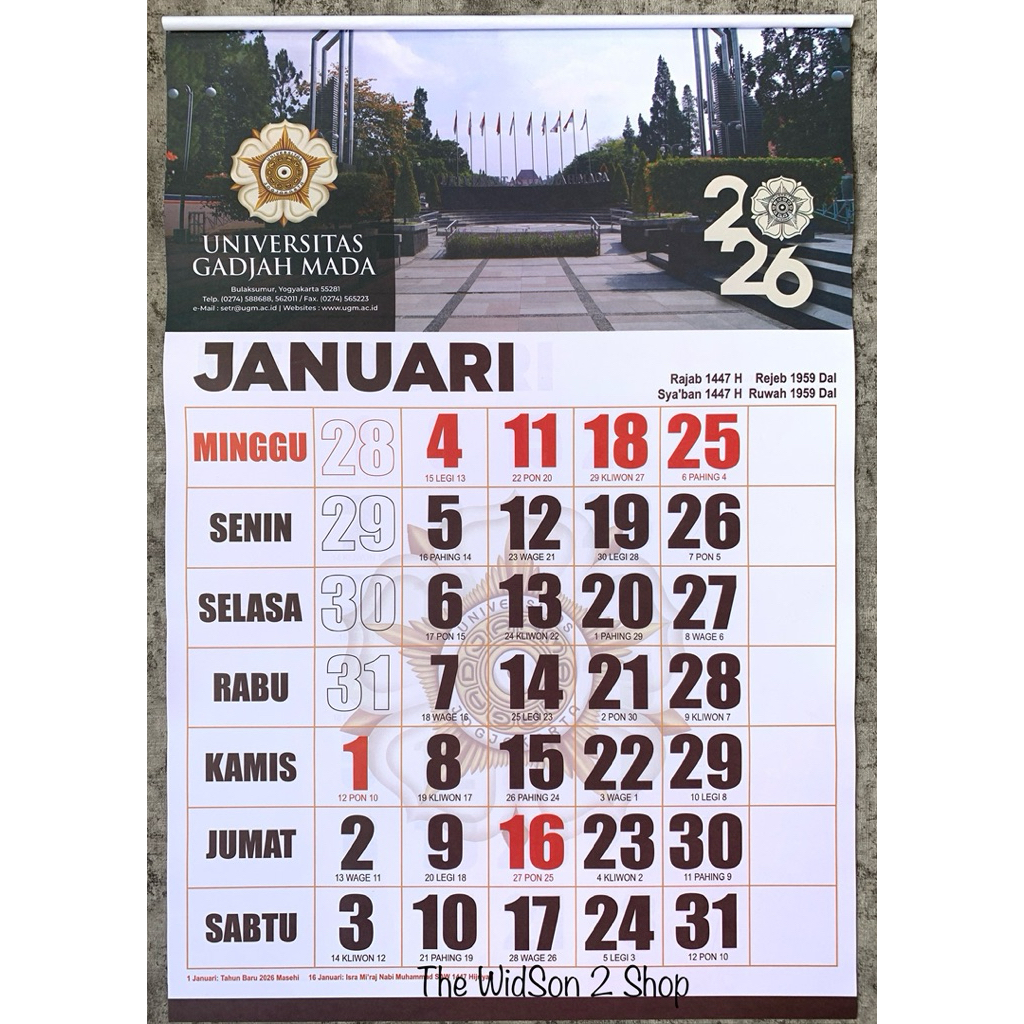 KALENDER DINDING 2026 UGM FULL ANGKA