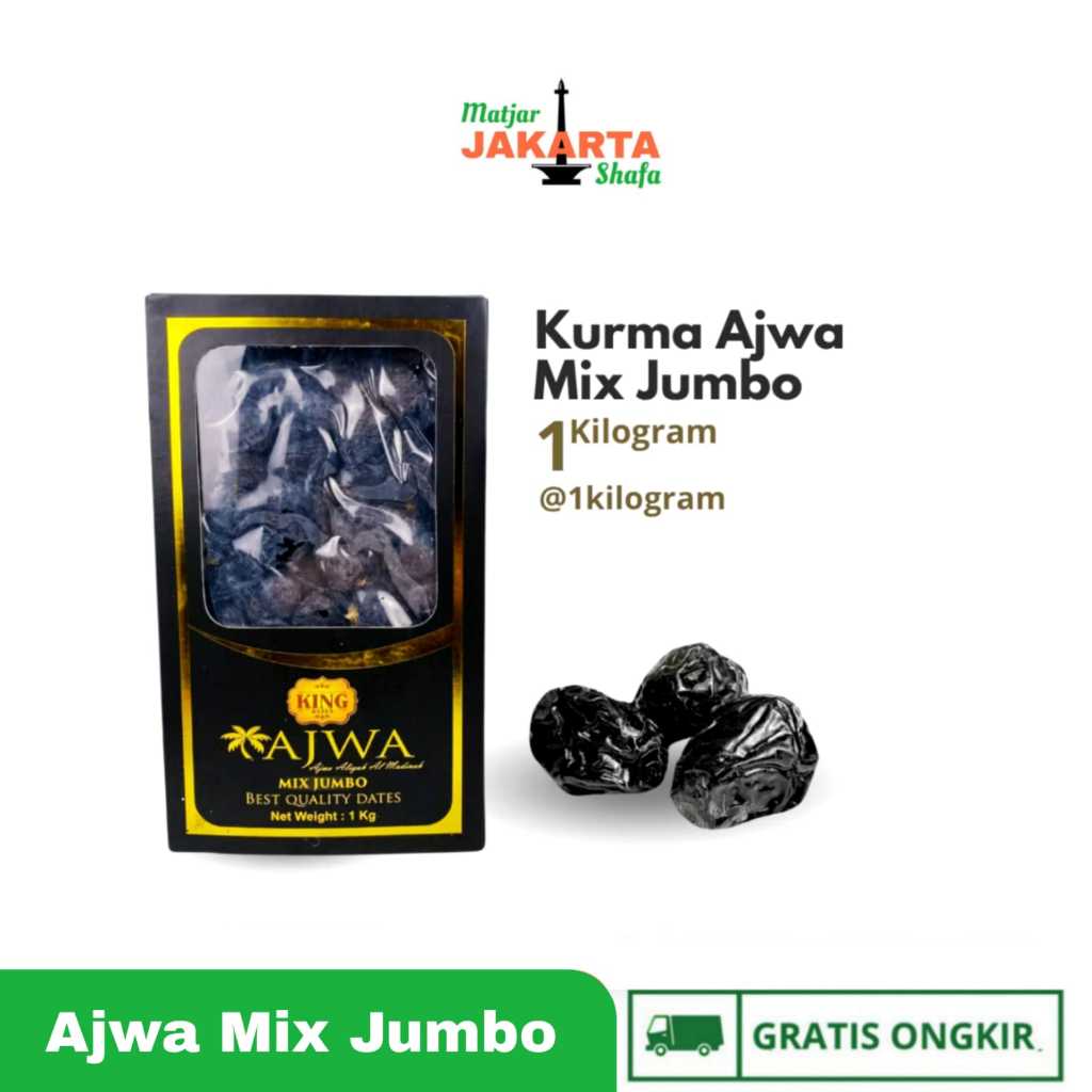 Kurma Ajwa Aliyah Madinah 1kg Mix Jumbo - Kurma Nabi King Dates