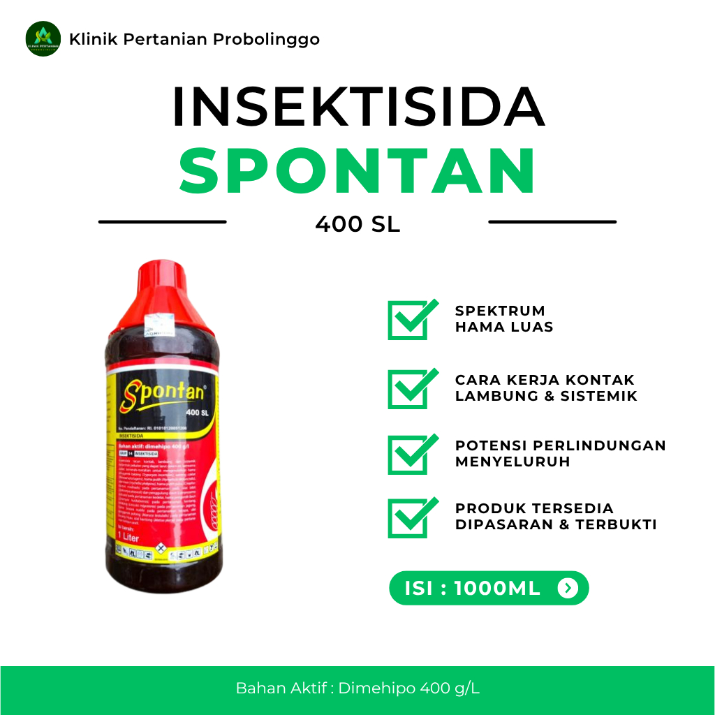 100% ASLI ✅ Insektisida SPONTAN 400 SL 1000ML - OBAT AMPUH KENDALIKAN HAMA TANAMAN PADI