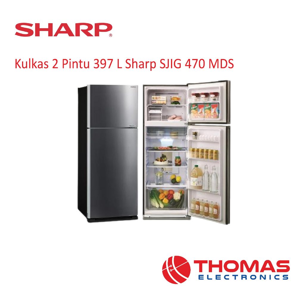 Kulkas 2 Pintu 397 Liter Sharp SJIG470MDS SJ IG470M DS Inverter Grand Vetro Garansi Resmi