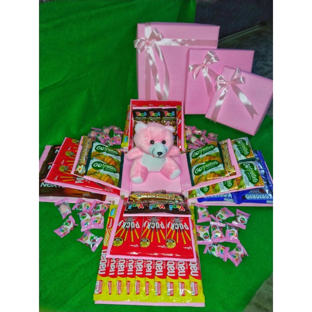 eksplosion box 3 layer/box hadiah ulang tahun/box surprise/box snack/