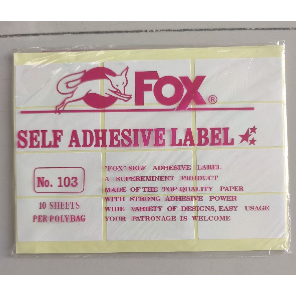Label Merk Fox no.103 (32 x 64 mm)
