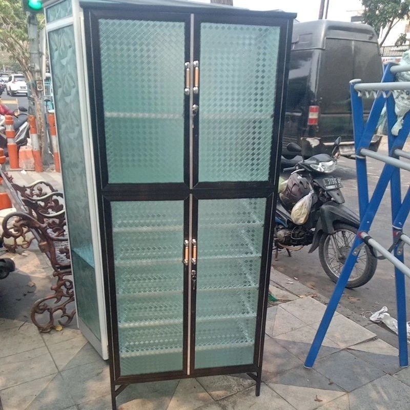 Rak Sepatu Sandal 5 Susun + Tempat Helm Alumunium Kaca