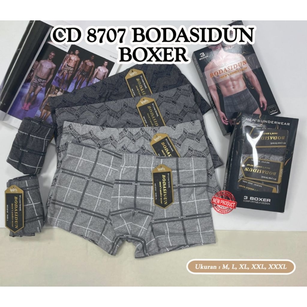 3Pcs CD Bodasidun Boxer Pria 8707 8708 jumbo
