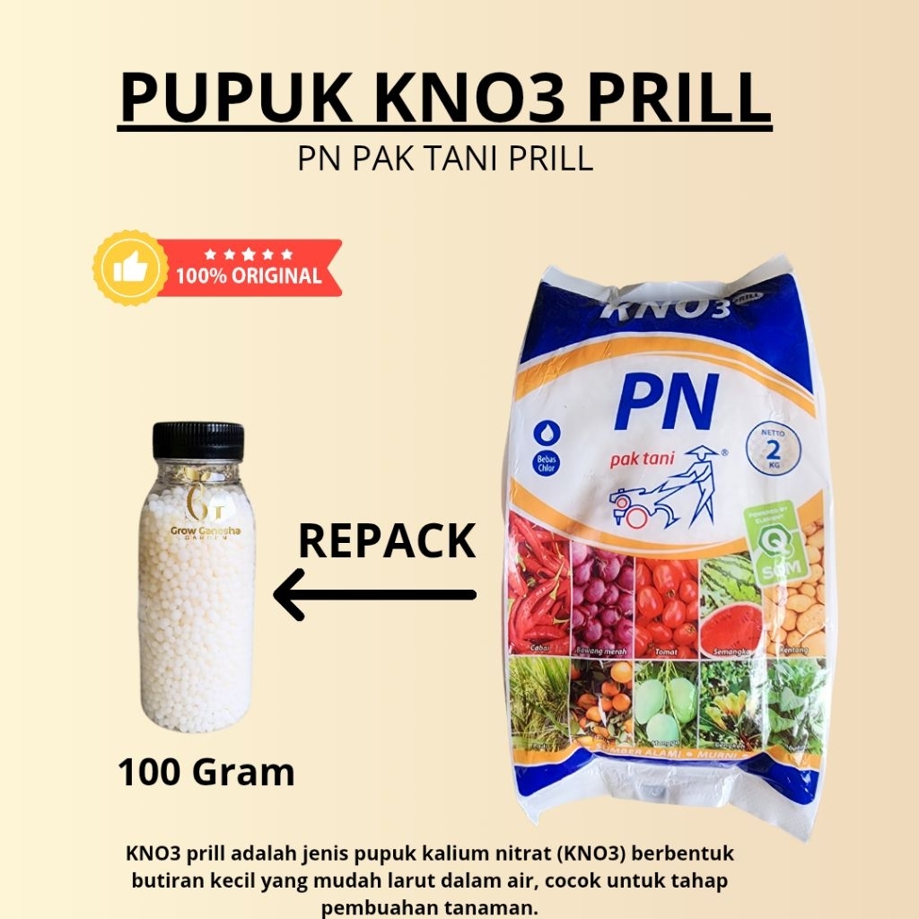 PUPUK KNO3 PRILL PAK TANI || PN PAK TANI PRILL || BENTUK PRILL || ORIGINAL || REPACK || 100 GRAM