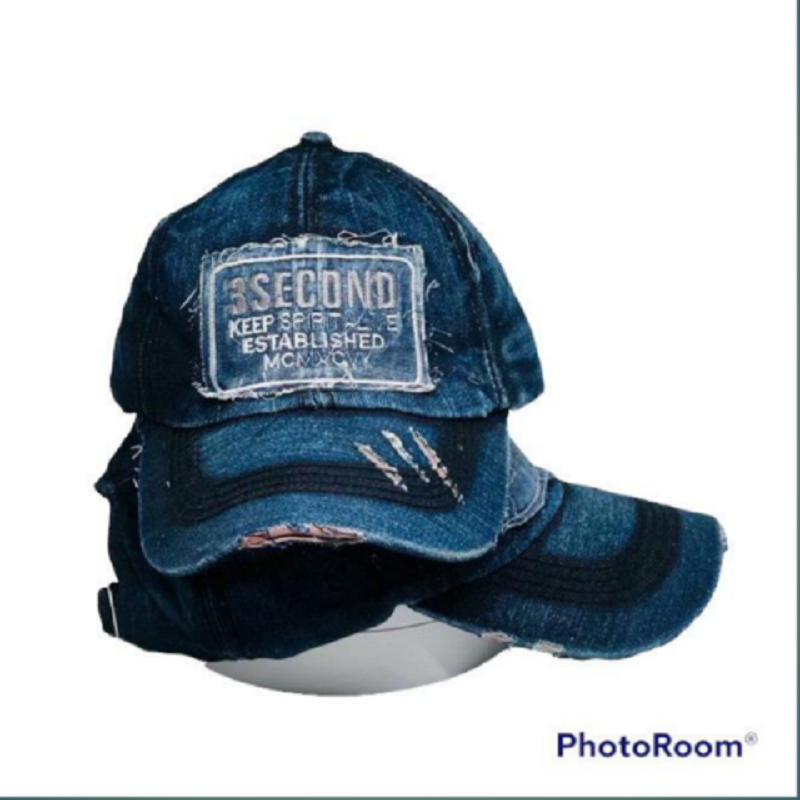 ALIPA STORE Topi Pria Distro Bahan jeans Denim Model Sobek Terbaru Original Import/Topi Pria Origina