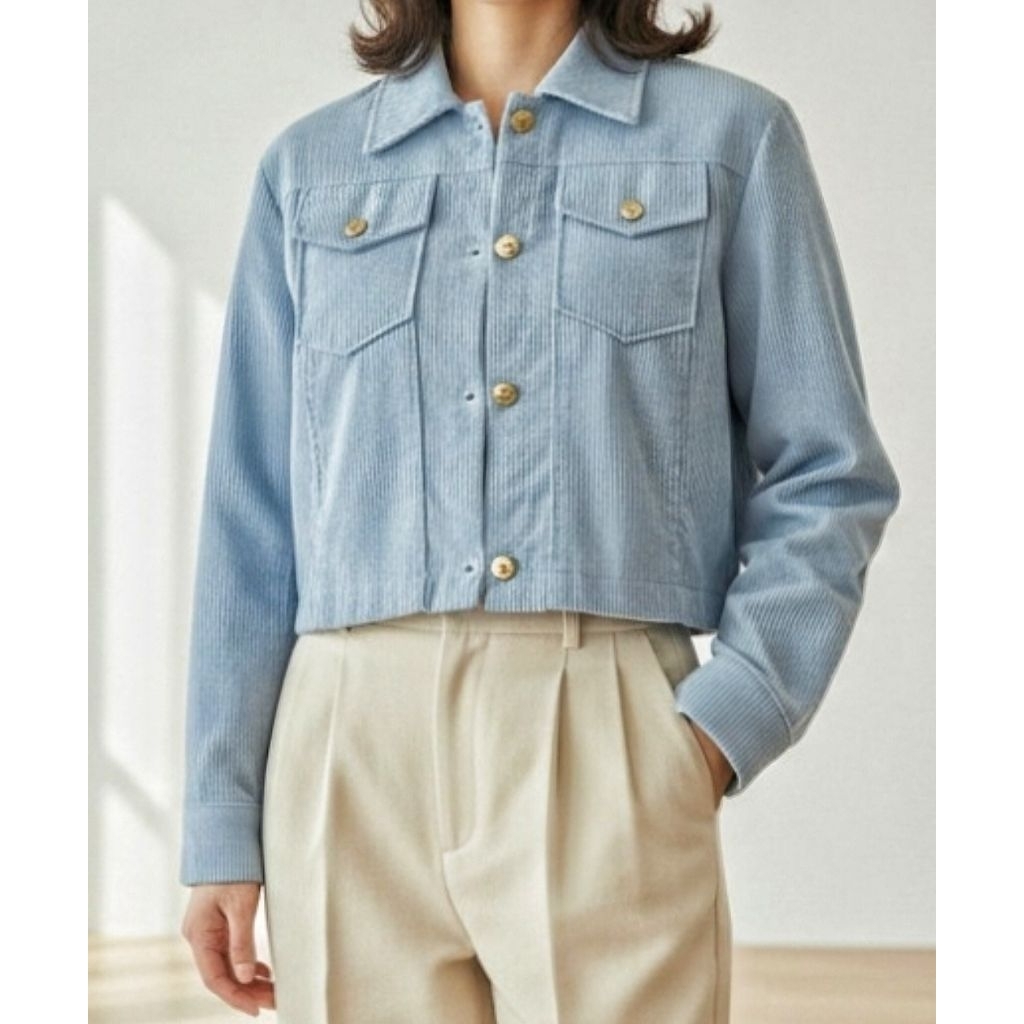 jaket crop basic Corduroy / kameja crop Corduroy wanita Korean style