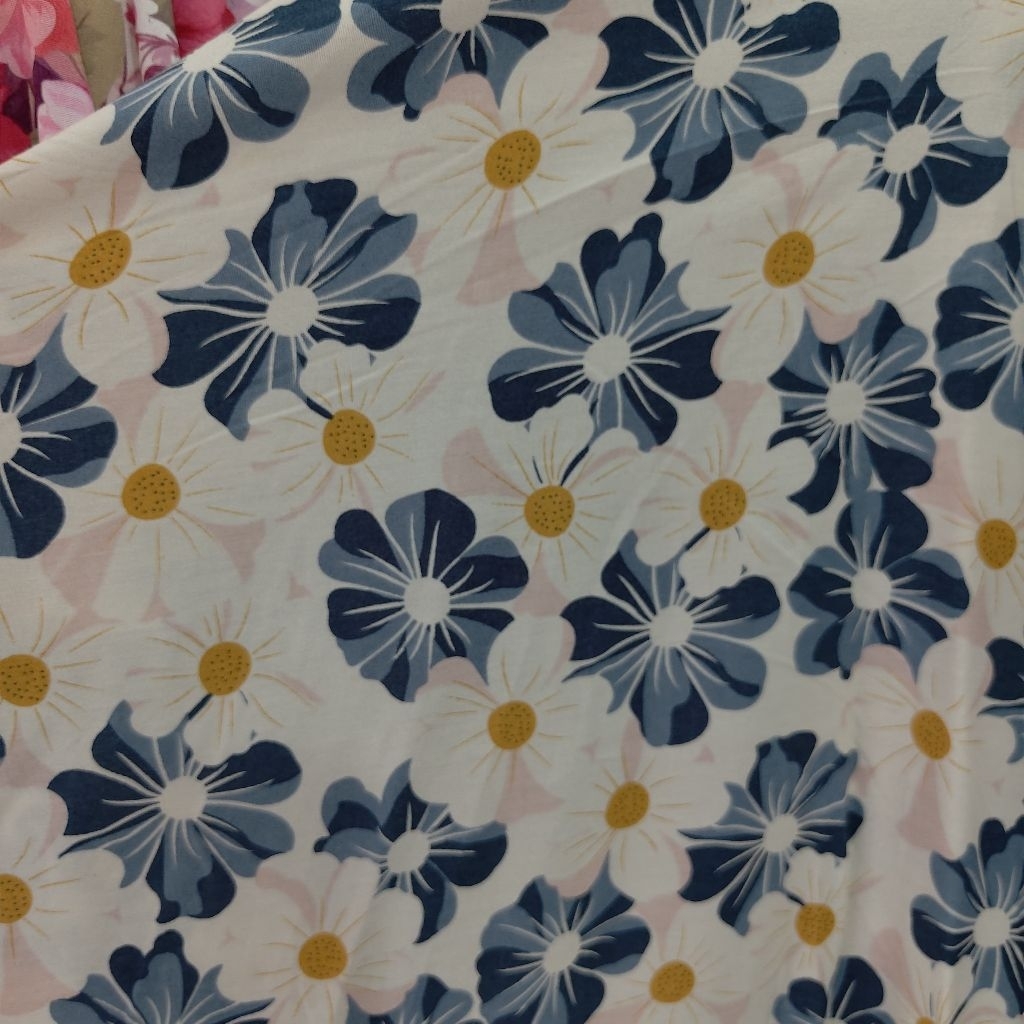 KAIN KATUN RAYON VISCOSE PREMIUM MOTIF BUNGA BESAR - KAIN RAYON MOTIF KEMBANG BESAR HARGA PERSETENGA