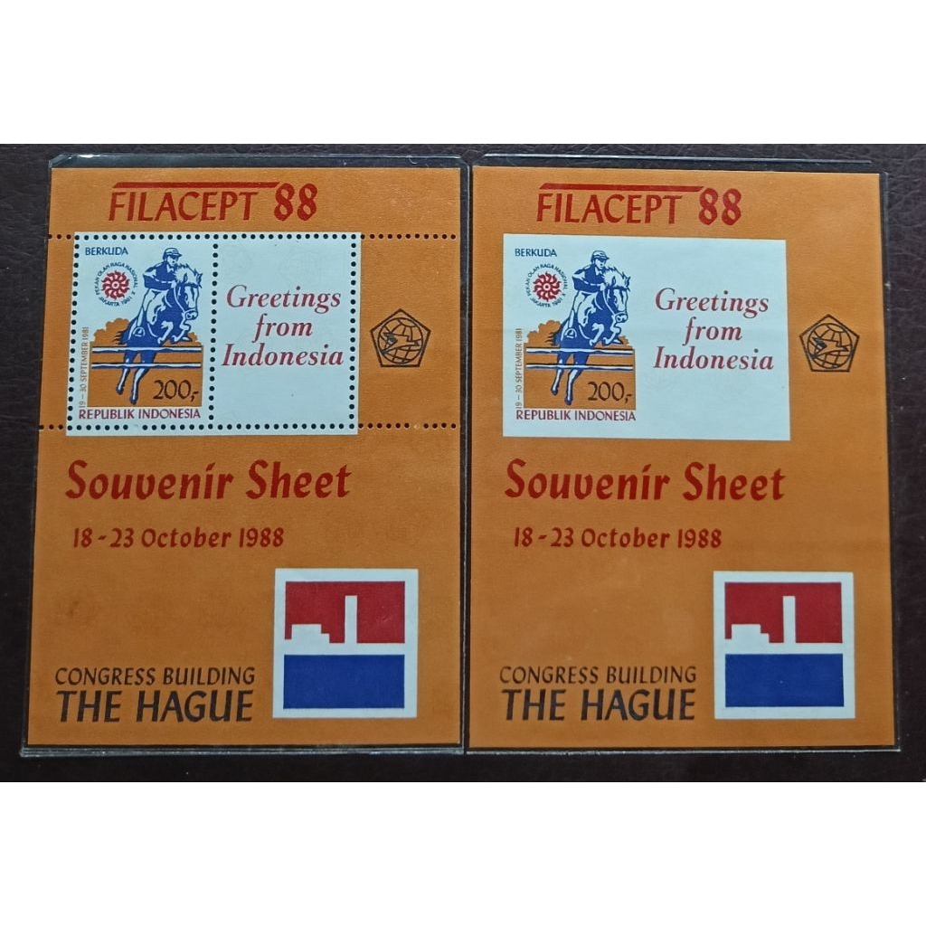 Souvenir Sheet (SS) Prangko Lawas RI Set Lengkap 2 pcs FILACEPT 1988