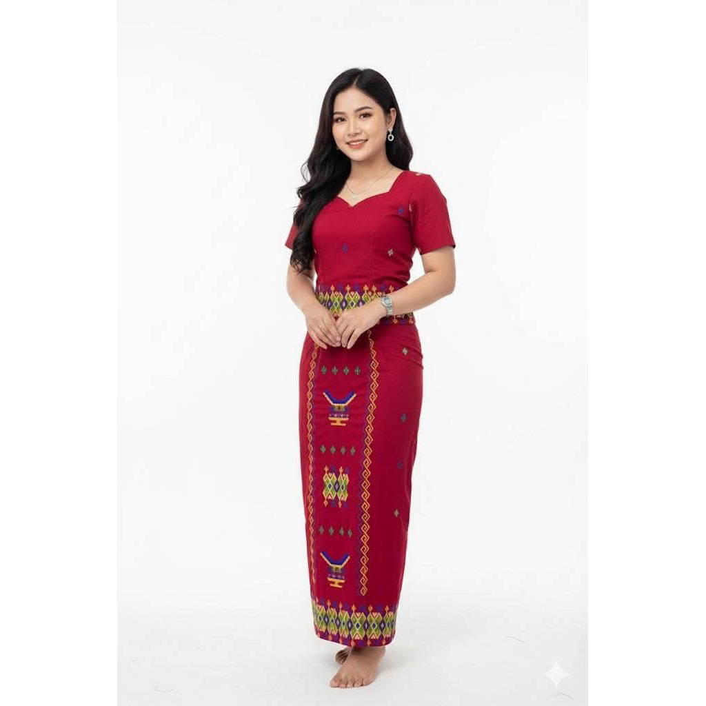 SETELAN BAJU ADAT TORAJA MOTIF RUMAH ADAT