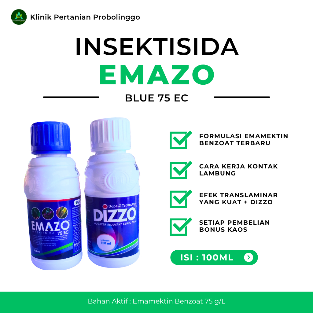 100% ASLI ✅ Insektisida EMAZO 75 EC BLUE 100ML | OBAT SEGALA ULAT AMPUH + BONUS KAOS