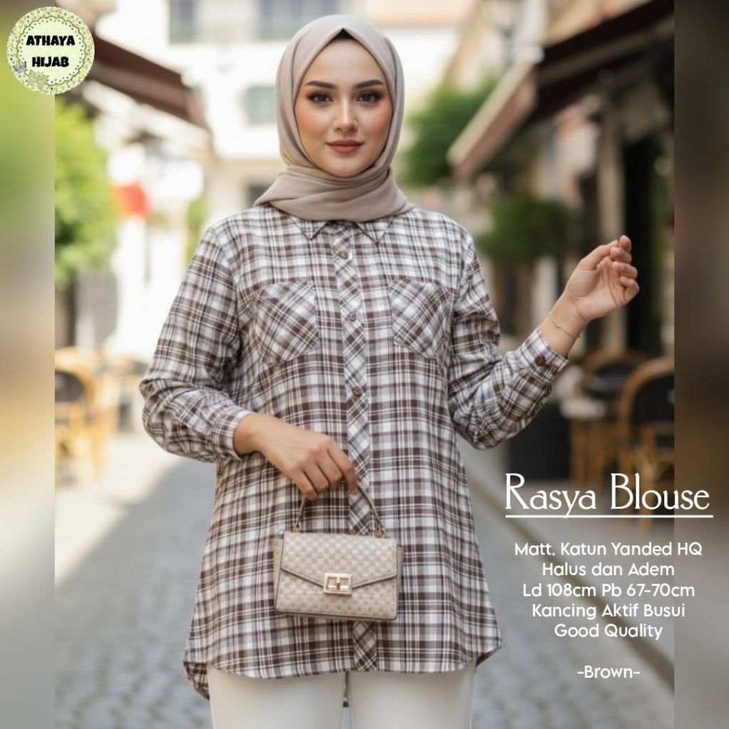 Rasya Blouse Jumbo LD 120 Katun Motif Kotak (Athaya)