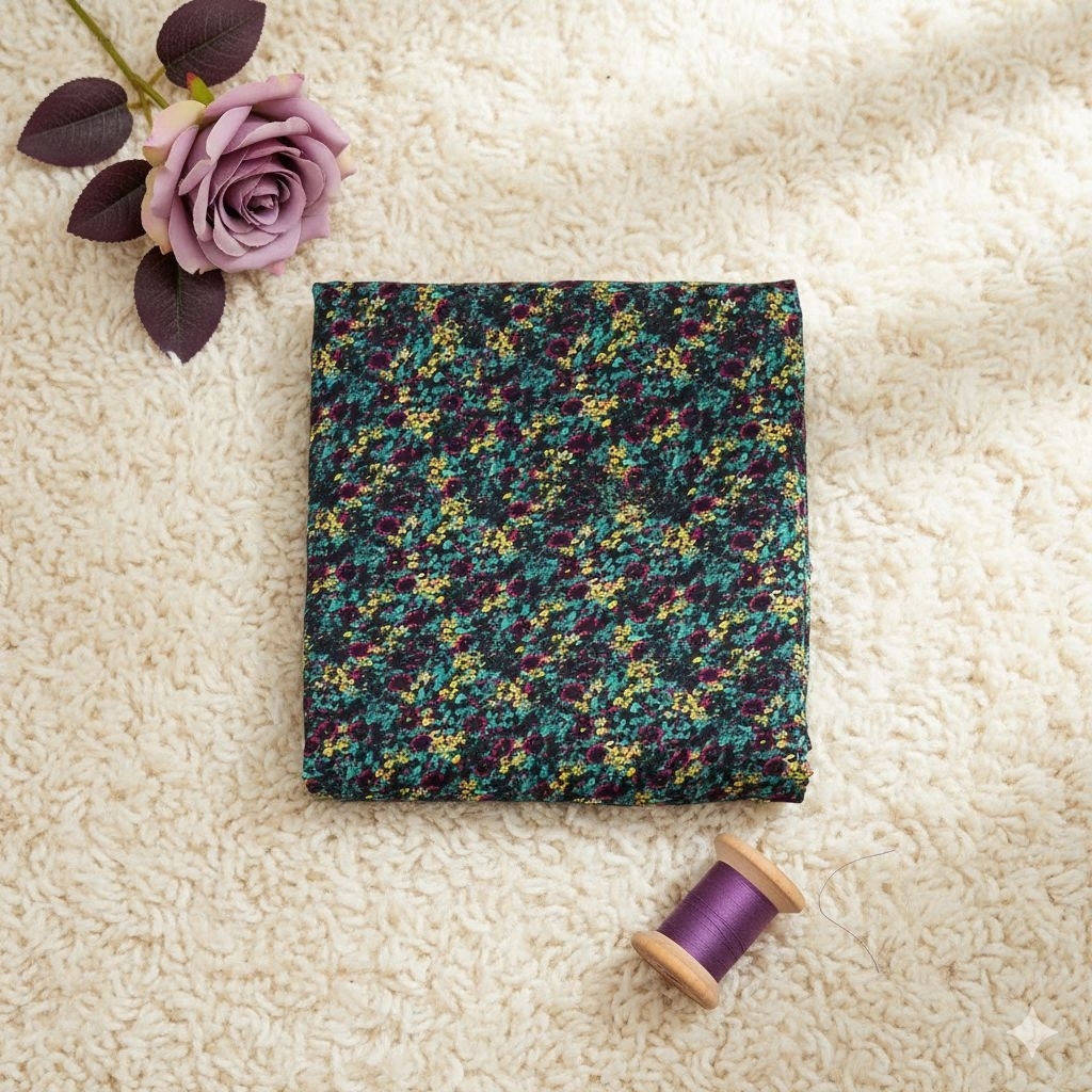 Kain Sifon Ceruty Motif Bunga Kecil – Bahan Halus Jatuh Elegan untuk Gamis, Blouse & Hijab Jy