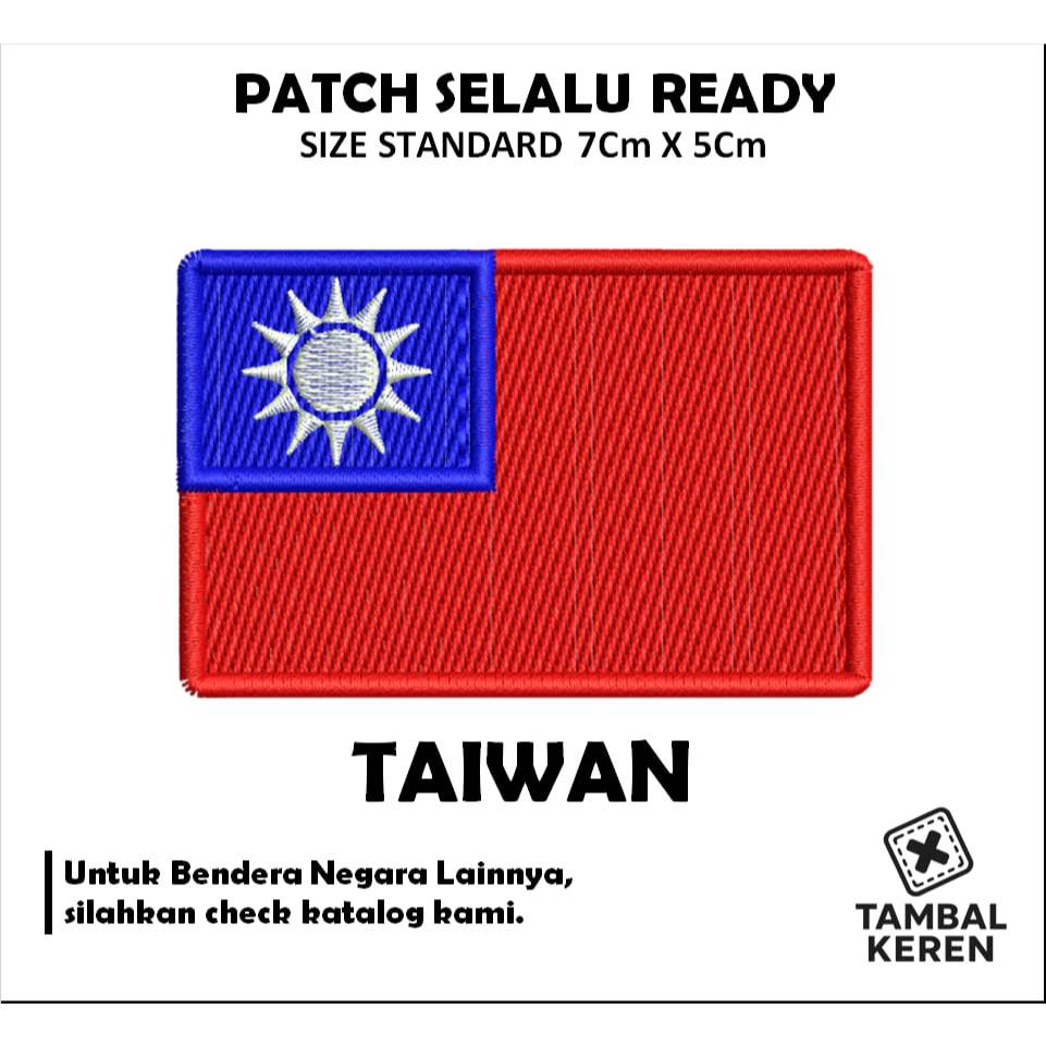 PATCH BORDIR EMBLEM GAMBAR BENDERA TAIWAN MURAH - TAMBAL KEREN