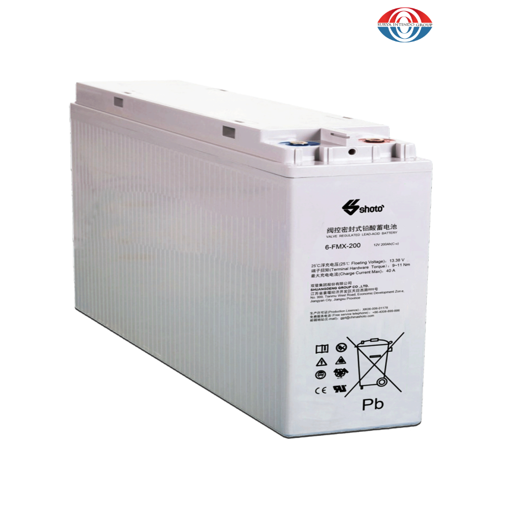 Baterai VRLA Shoto 200Ah 12V 6FMX-200 untuk Telekomunikasi / Penyimpanan Energi / UPS
