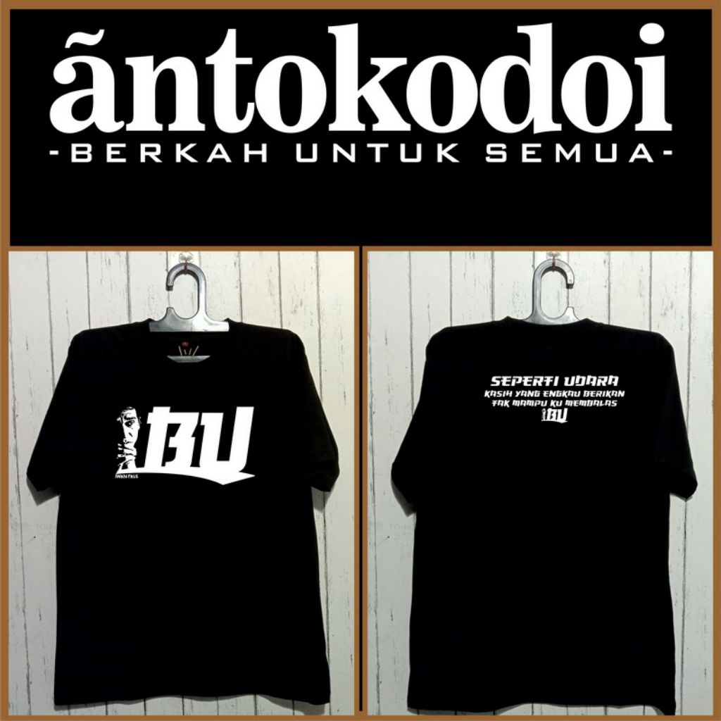 KAOS IWAN FALS/IBU/KAOS HITAM/COTTON COMBED 24S/SABLON RUBBER